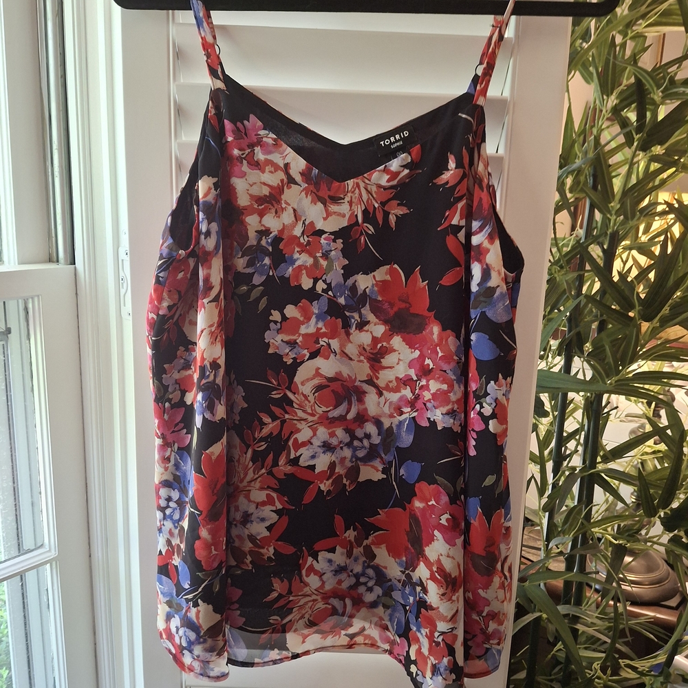 Torrid Red and Pink Floral Camisole Top